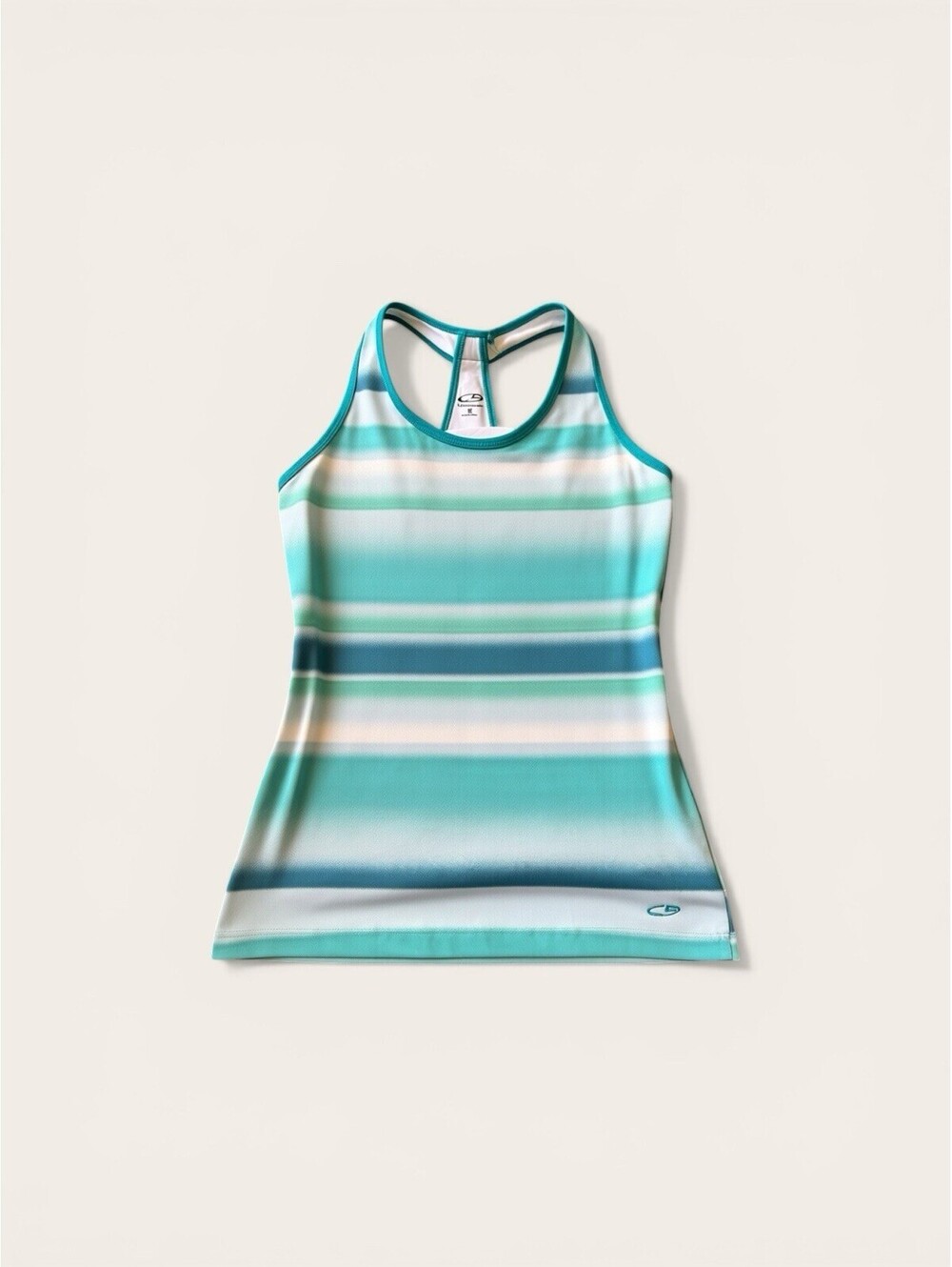 Champion Athletic Racer Back Tank Top Blue Stripped Women’s Size Small
